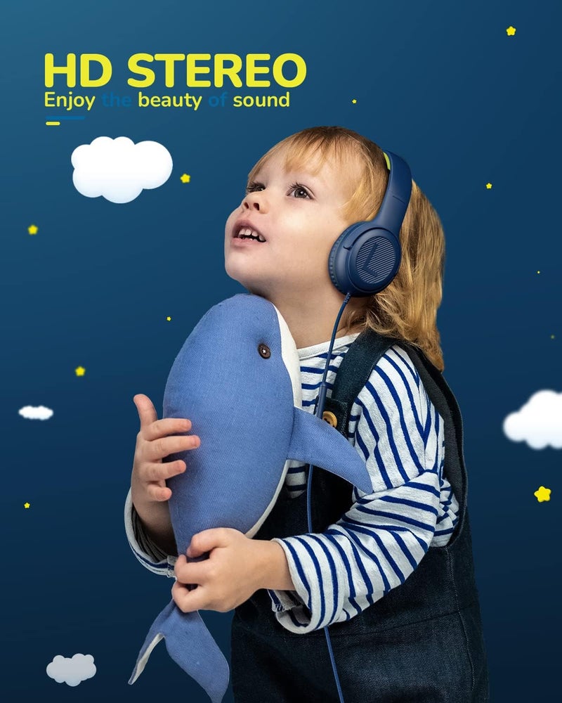 awatrue Kids Headphones Wired Toddler Headphones with Microphone, Over-Ear Headphones, 85/94dB Volume-Limiting, 3.5mm Jack, Foldable On-Ear Design (Bluegreen+Pink) - Image 2